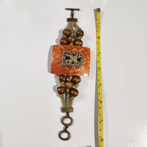 Elegant Orange and Brown Beaded Bracelet